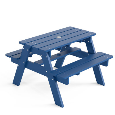 Picnic Table, Hdpe All Weather Toddler Picnic Table, Outdoor Table And Chair Set W/umbrella Hole For Patio by Harriet Bee
