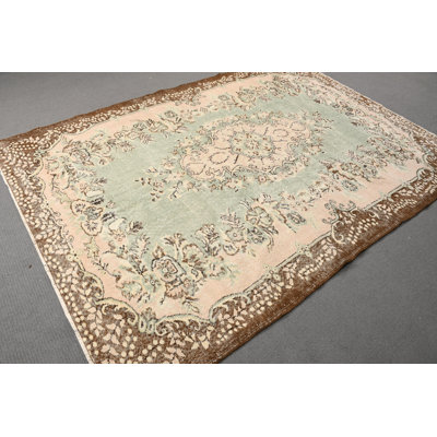 Grand tapis turc en laine Oushak rétro idéal pour rehausser l'esthétique du salon