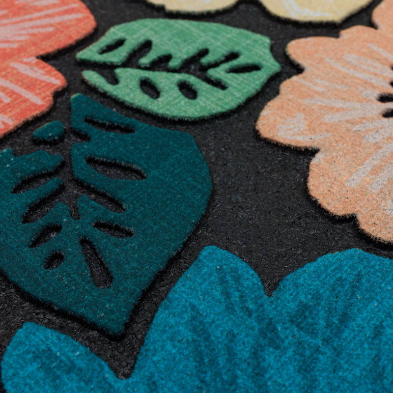 Blooms Around Multicolor Floral Outdoor Rubber Door Mat