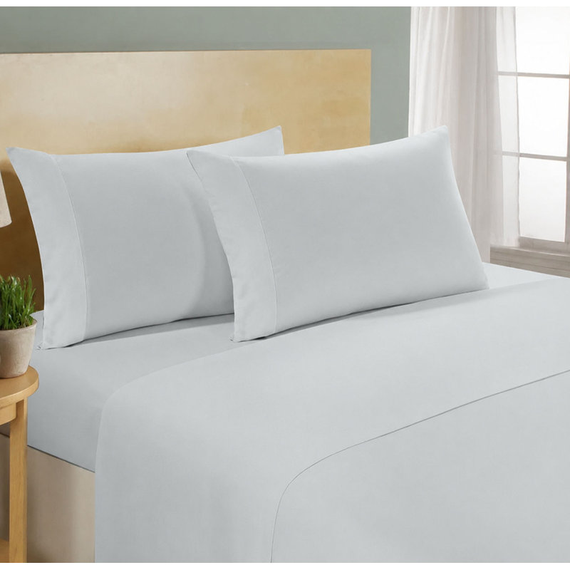 Milan Collection 1000 Thread Count 100% Cotton Sheet Set, Twin Sheet Set with 1 Pillowcase, Silver