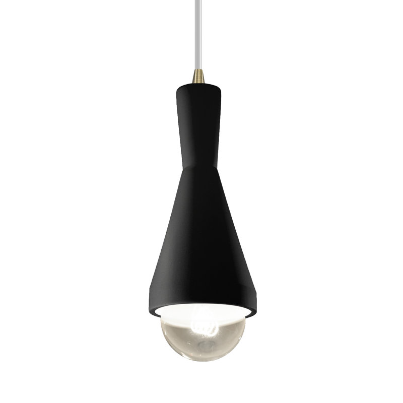 Luminaire suspendu 1 lumière avec détails en métal Breeona, Laiton antique, Carbon Matte Black
