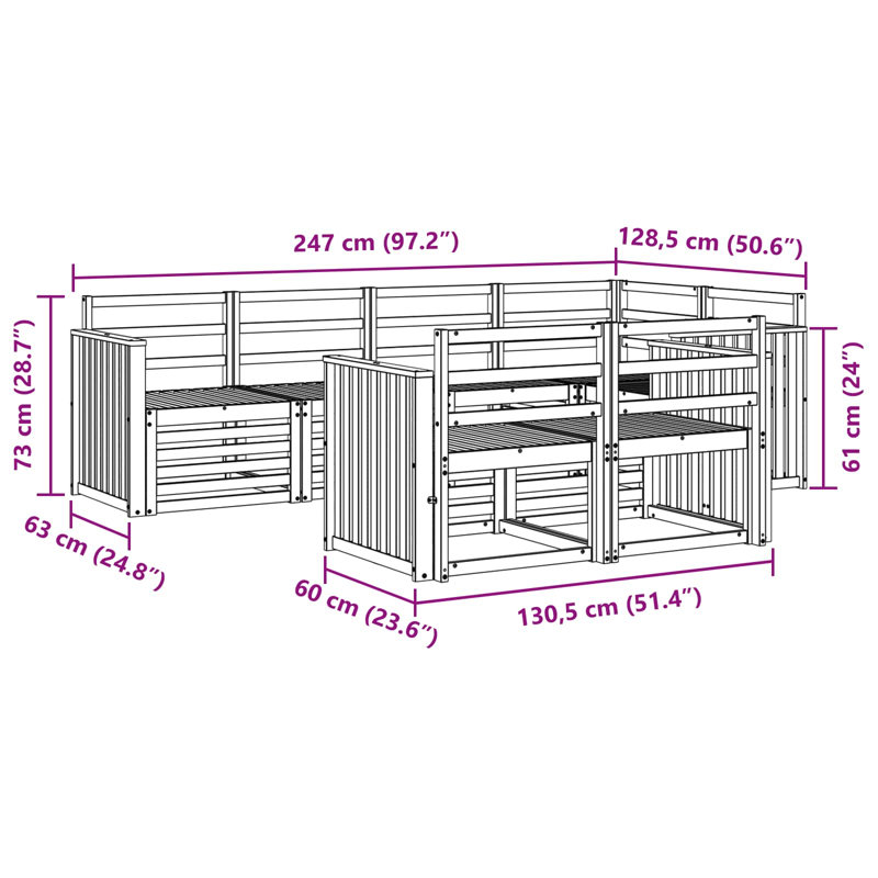247cm Wide Patio Sofa, 7