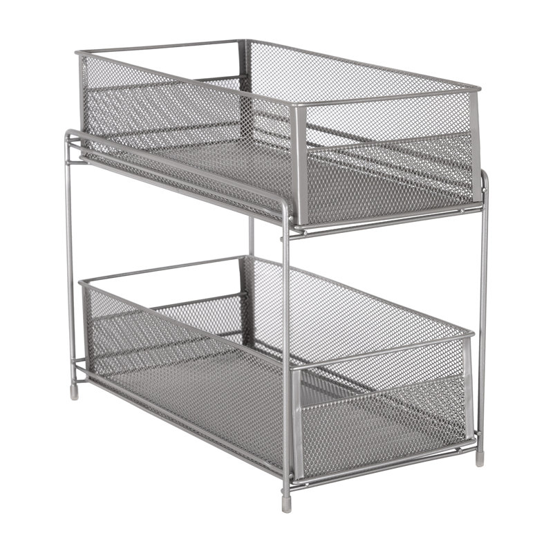 Seville Classics 2-Tier Metal Mesh Sliding Cabinet Baskets - Thumbnail 2
