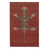 Rug & Kilim’S Distressed Tiger Rug In Red With Beige And Brown Pictorial