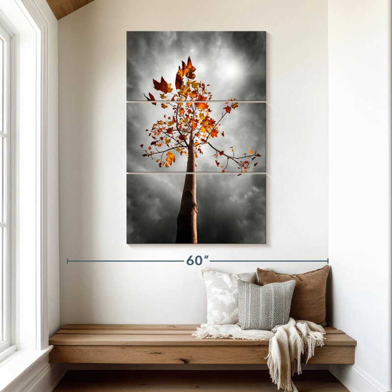 Alvord Stormy Sky Over Autumn Tree, 50" H x 32" W