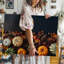 «Canvas A Vibrant Autumnal Flat Lay», art mural Medley de citrouilles de différentes tailles et teintes, y compris une citrouille rayée avec toile-1781317805