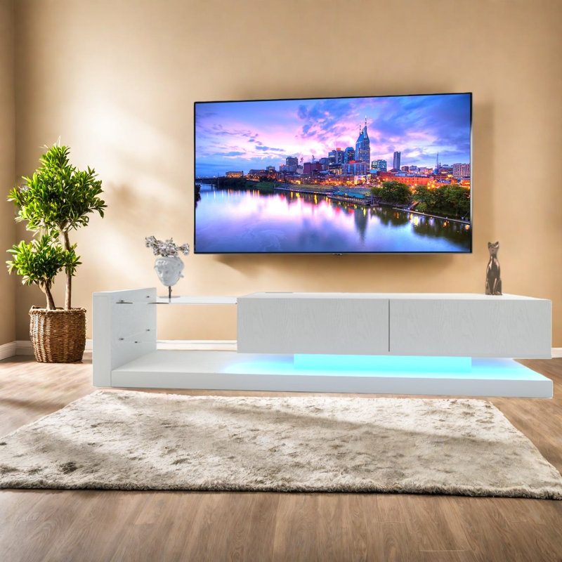 Meuble télé et meuble télé à DEL, rangement moderne en bois pour la maison