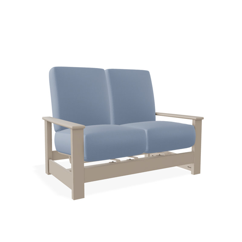 Leeward 56.5'' Wide Loveseat with Cushions, Desert, Canvas Air Blue Sunbrella® Canvas