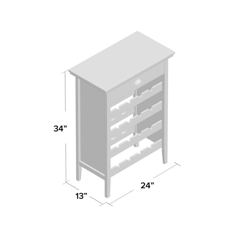 Jonnie Wood Buffet 16 Bottle Wine Rack Cabinet with Drawer