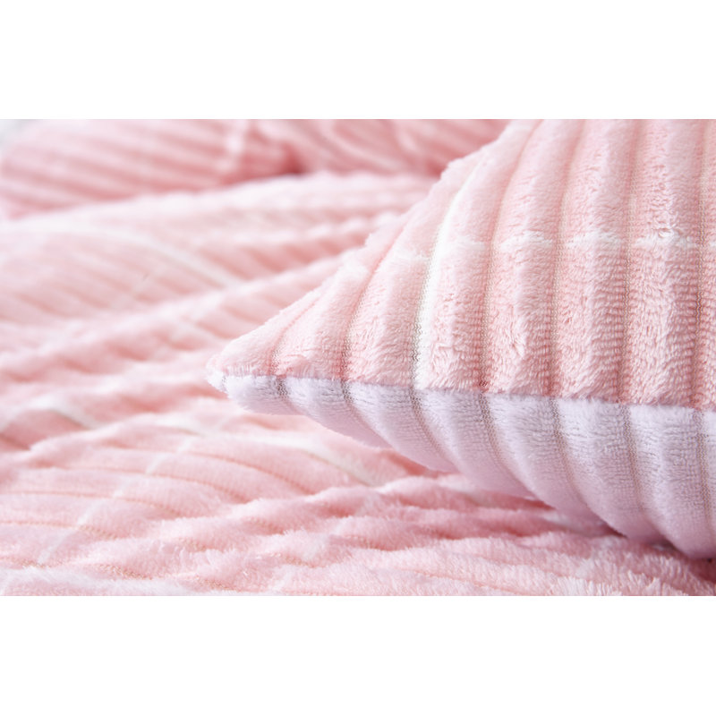 Plaid Duvet Cover Set with Pillowcases Included, Pink, Double Duvet Cover + 2 Standard Pillowcases