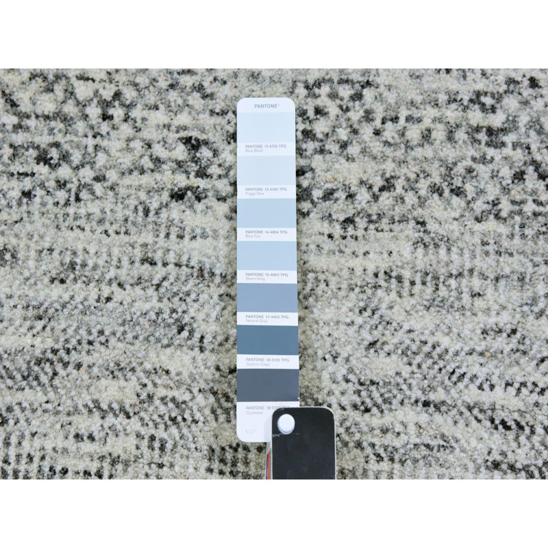 Tapis gris en laine noué à la main 14 pi x 18 pi Rhino