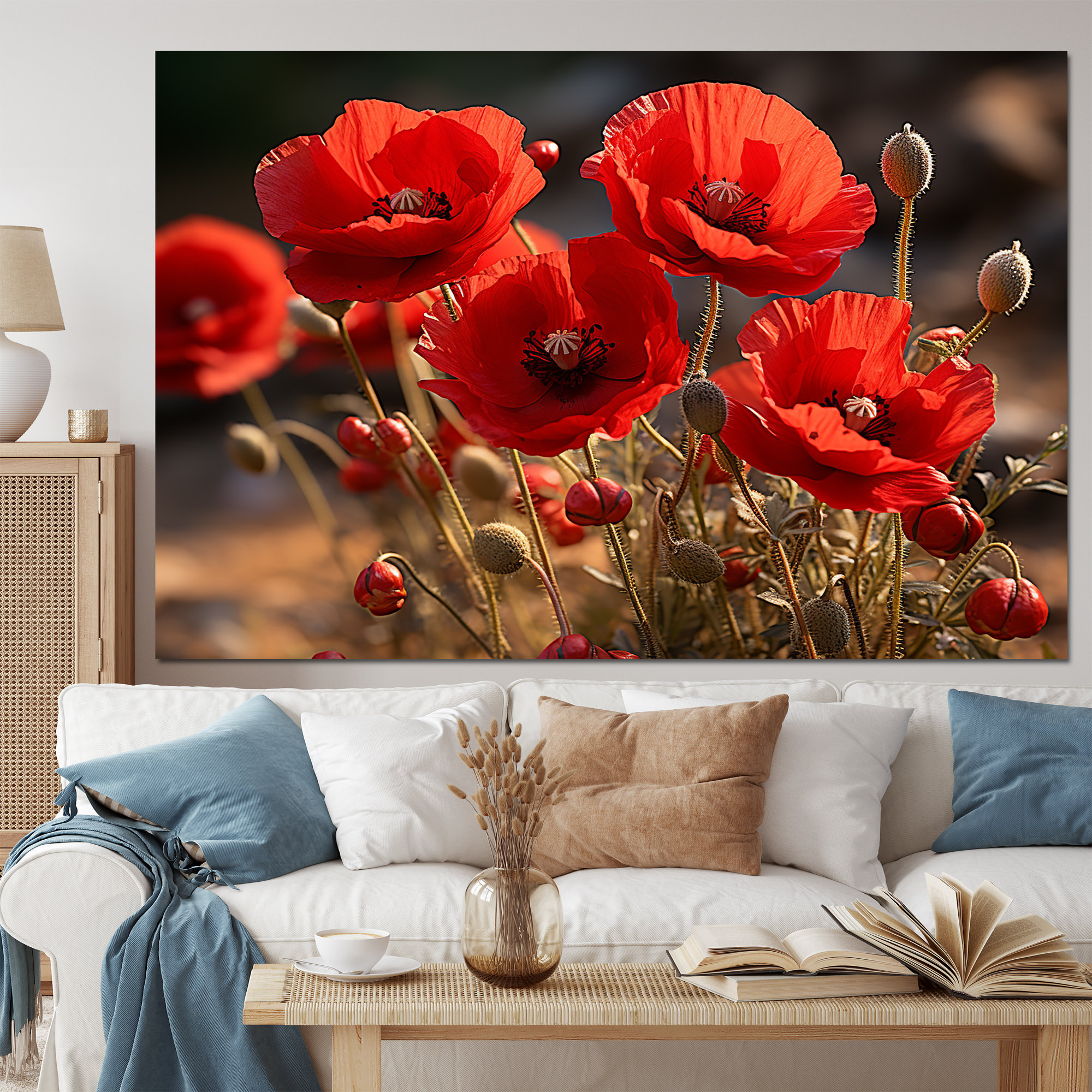 Latitude Run® Red Poppies Field I - Floral Wall Decor | Wayfair