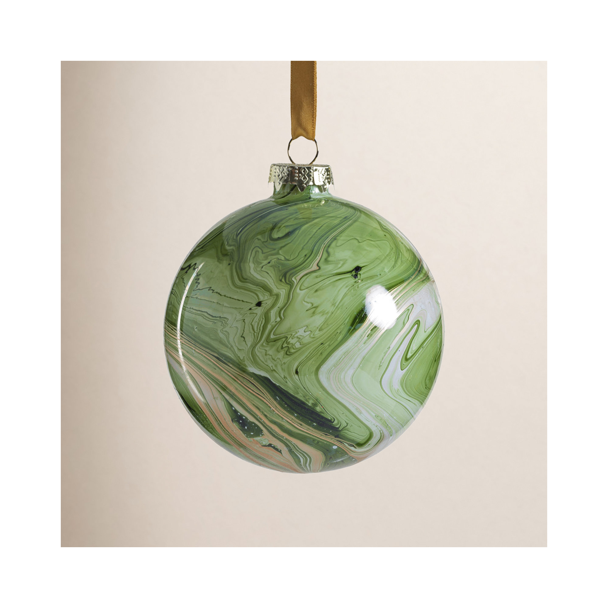 Luster Watercolor Effect Glass Ornaments- Set of 6, 4" H x 4" W x 4" D