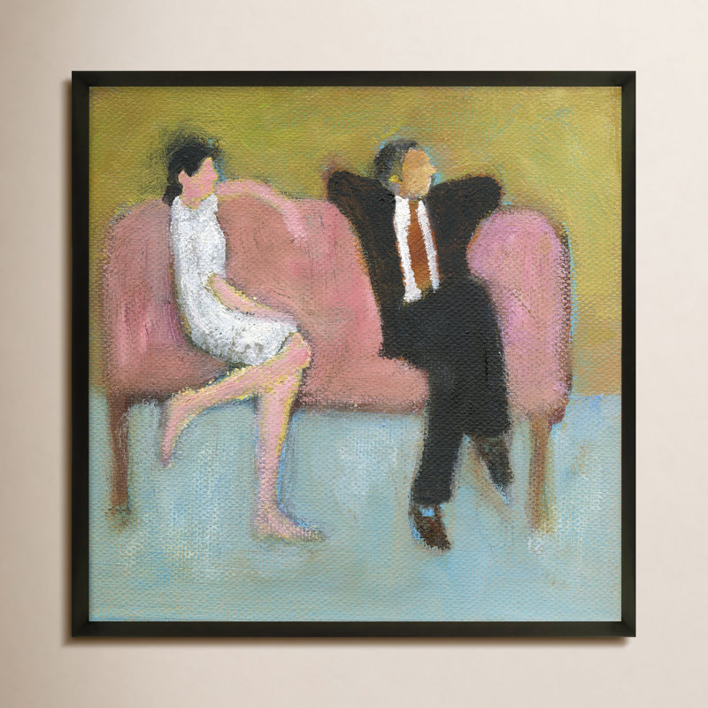 The Pink Couch Painting by Simon Schneiderman, Black, 16" H x 16" W x 1.25" D