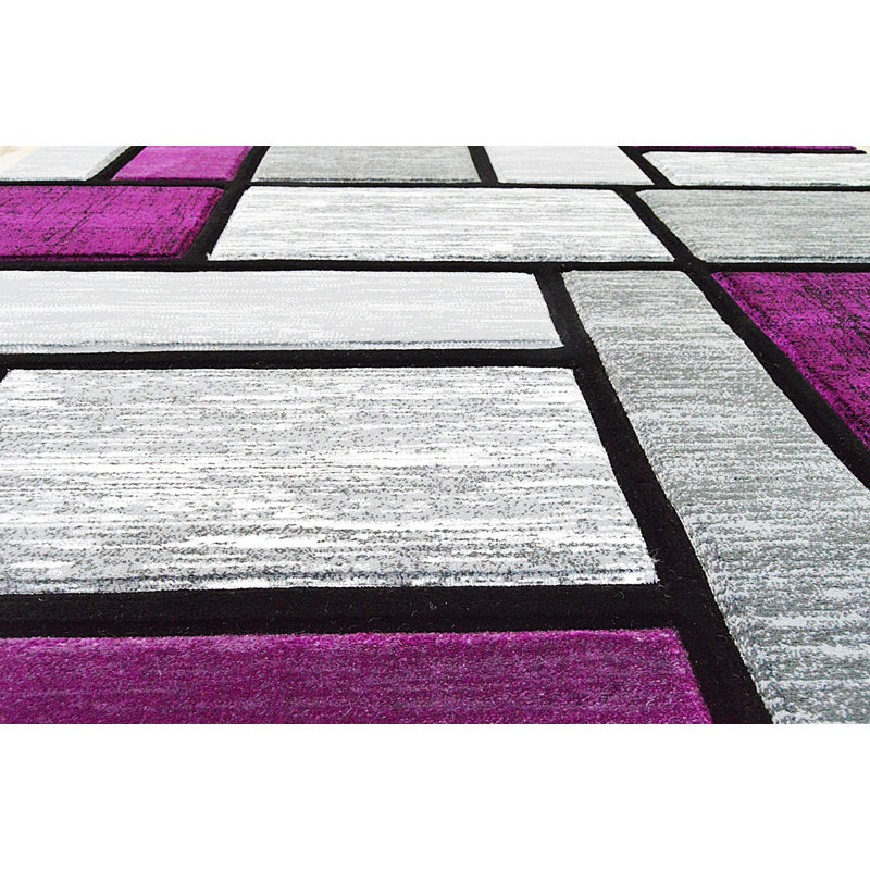 Tapis mauve à motif géométrique Mccampbell, Tapis de couloir 2 pi 2 po x 7 pi 4 po