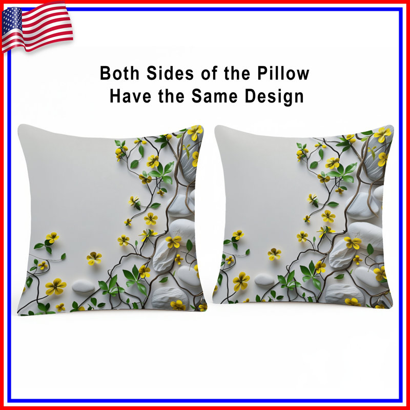 Coussin Yellow Flowers, 20 x 20 inches