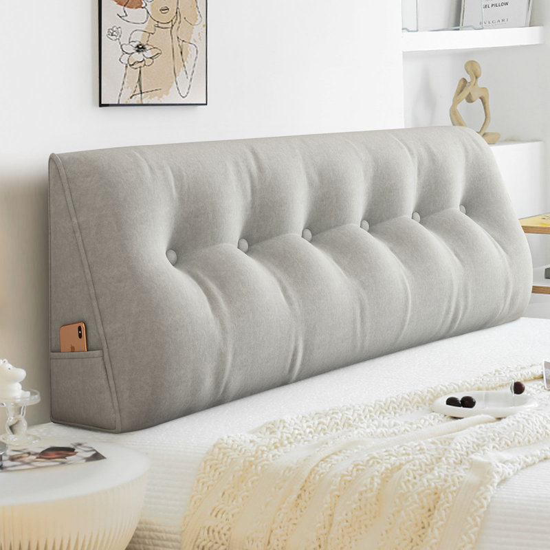 Cashmere-Like High Resilience Triangular Headboard Reading Wedge Pillow, Gray, 19" x 78"