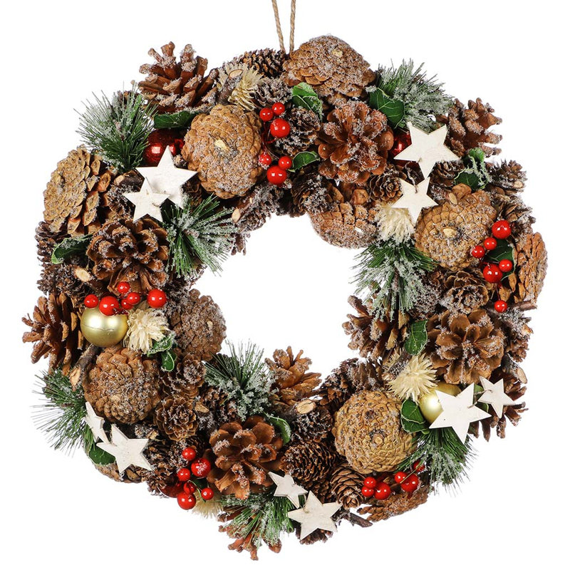 Handcrafted Faux Pinecones 34cm Wreath