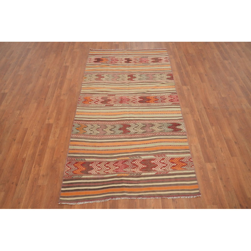 Rehaussez votre pièce avec un magnifique tapis en laine kilim oriental 4 x 7