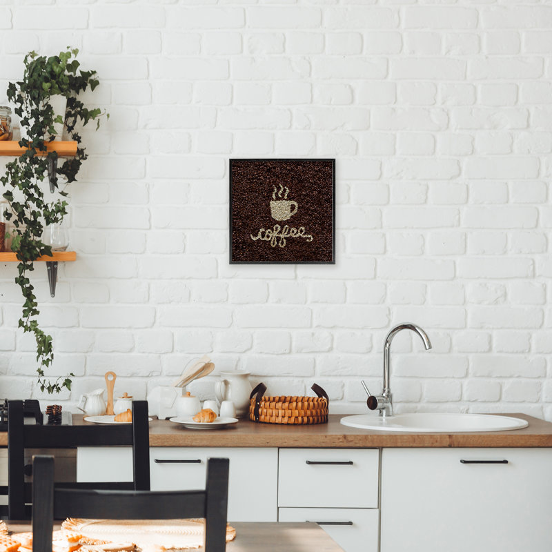 Giclée à motif de grain de café, design par Seven Trees Design, Giclée encadrée noir minuit, H 12 po x l 12 po