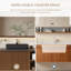 Meuble-lavabo flottant simple 30 po avec lavabo, meuble-lavabo mural avec vasque en pierre frittée noire, vasque en céramique, tablettes ouvertes et armoire-610633039-626462343
