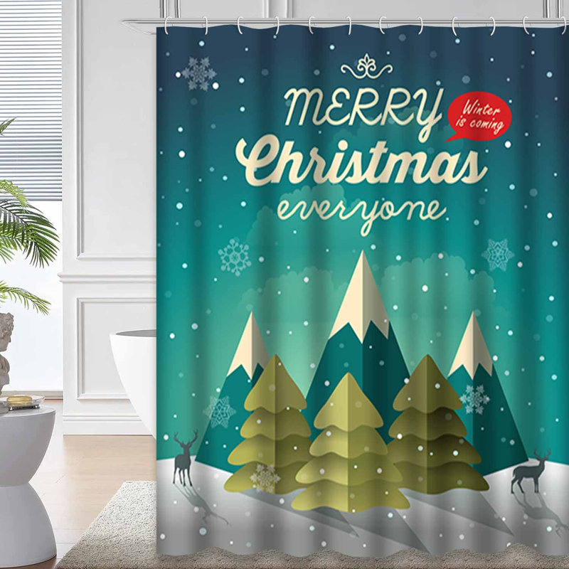 Rideau de douche Snowy Christmas Night Tree, L 72 po x l 78 po