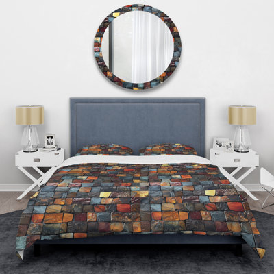 Ensemble de housse de couette Modern Brown Tile Mosaic Tiles VI