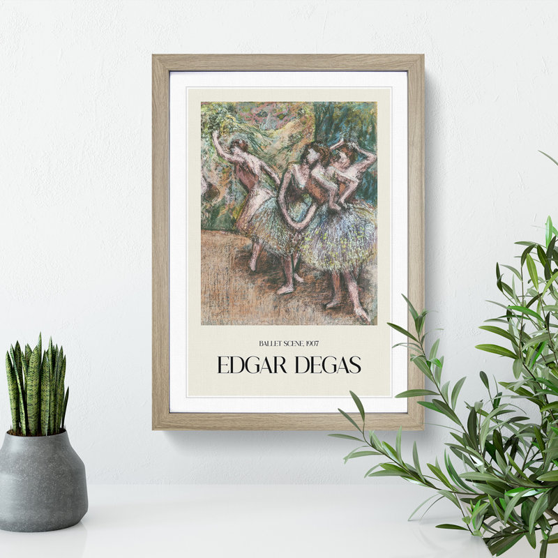 Ballet Scene by Edgar Degas - Picture Frame Graphic Art, 48cm H x 36cm W x 2cm D, Oak Framed