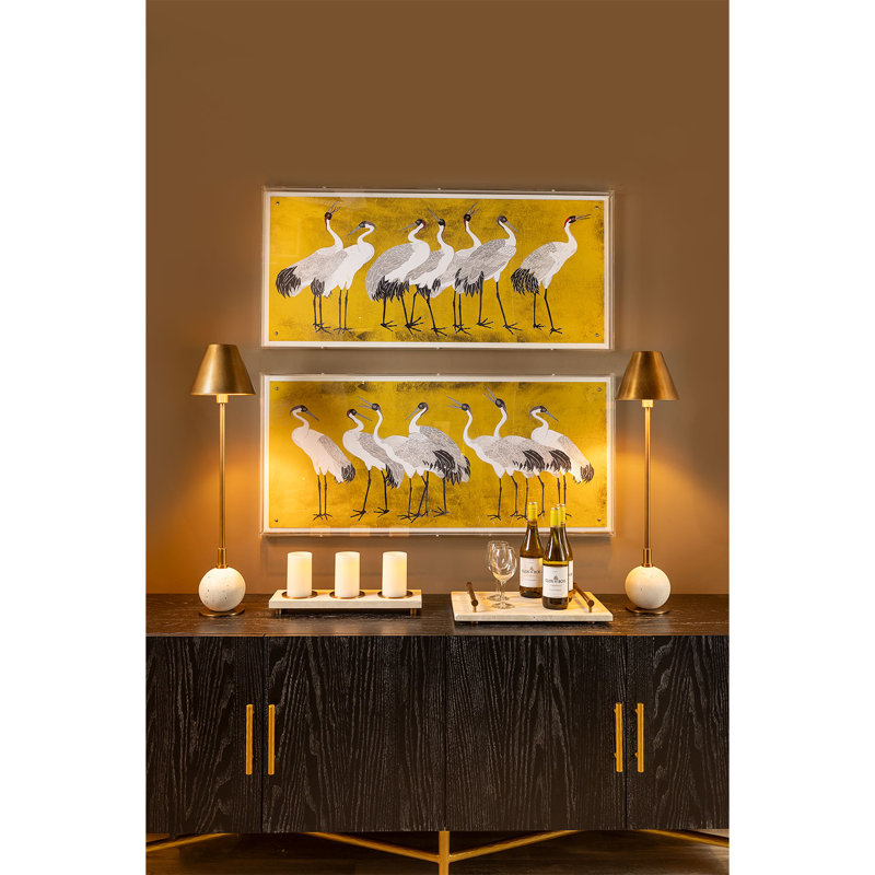 Boston Buffet Table Lamp Set, Aged Brass