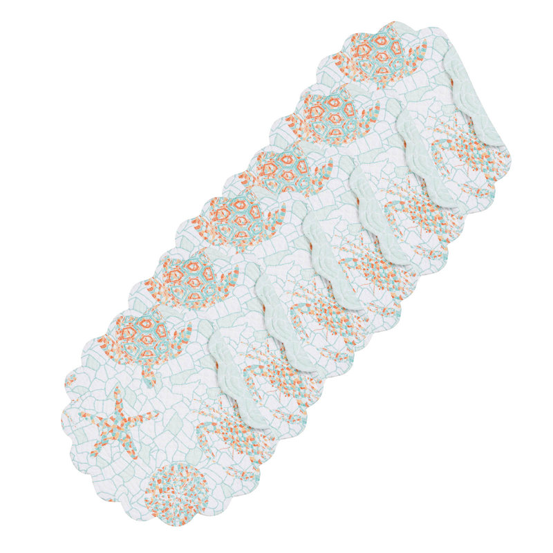 Grand Turks Cotton Quilted Round Reversible Coastal Placemat Set of 6