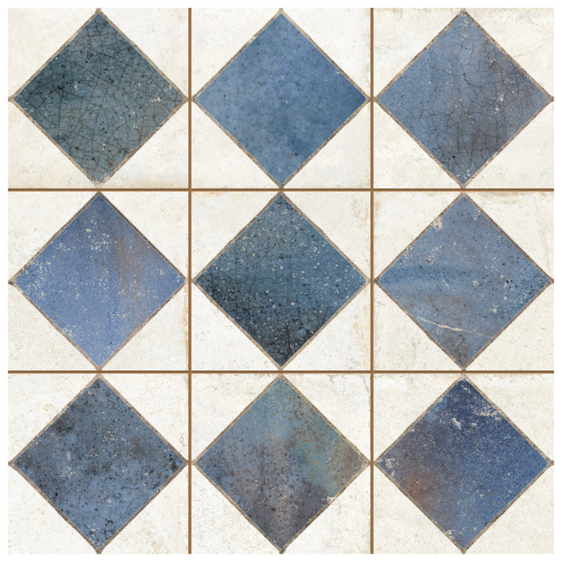 Kings Arles 13 In. X 13 In. Ceramic Floor And Wall Tile, Blue/Beige