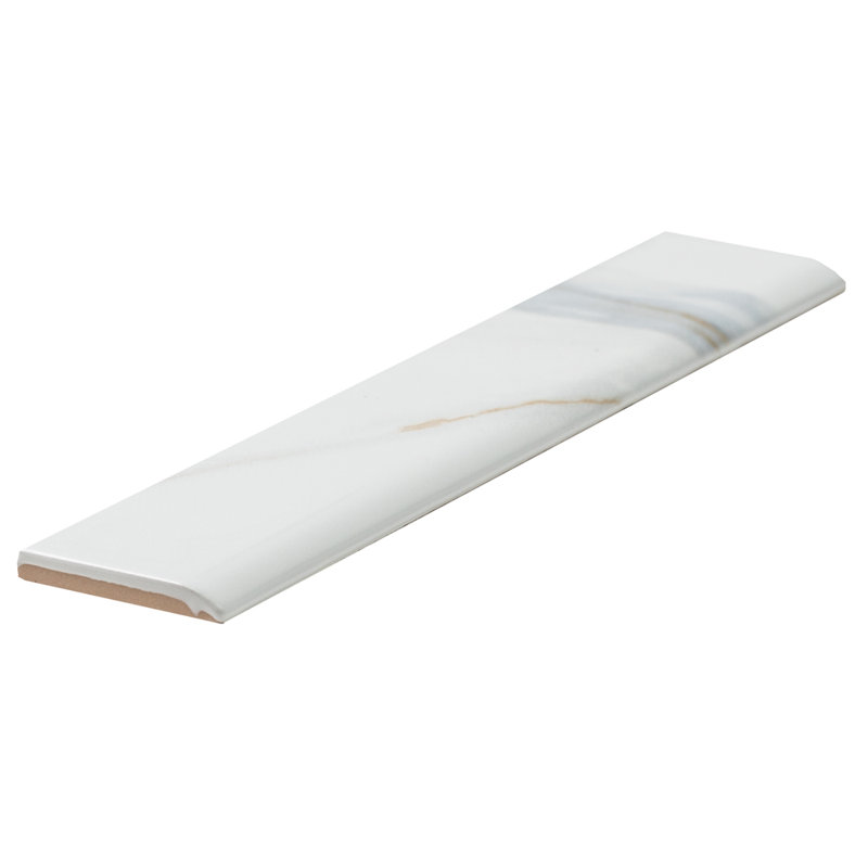 Chronos 2'' x 10'' Calacatta Gold Ceramic Bullnose Tile