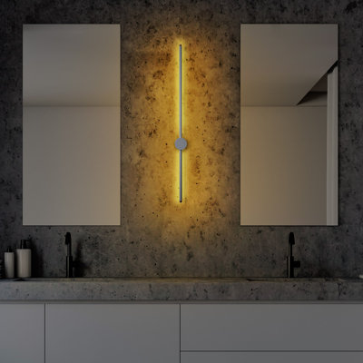 Lampe murale moderne industrielle, corps en métal gris, 35,8 x 3,9 x 2,8 pouces | DEL 13 W 3 000 K, IP20 | Conception élégante avec plaque de base en métal, parfaite pour les décorations contemporaines et les solutions d'éclairage de fantaisie