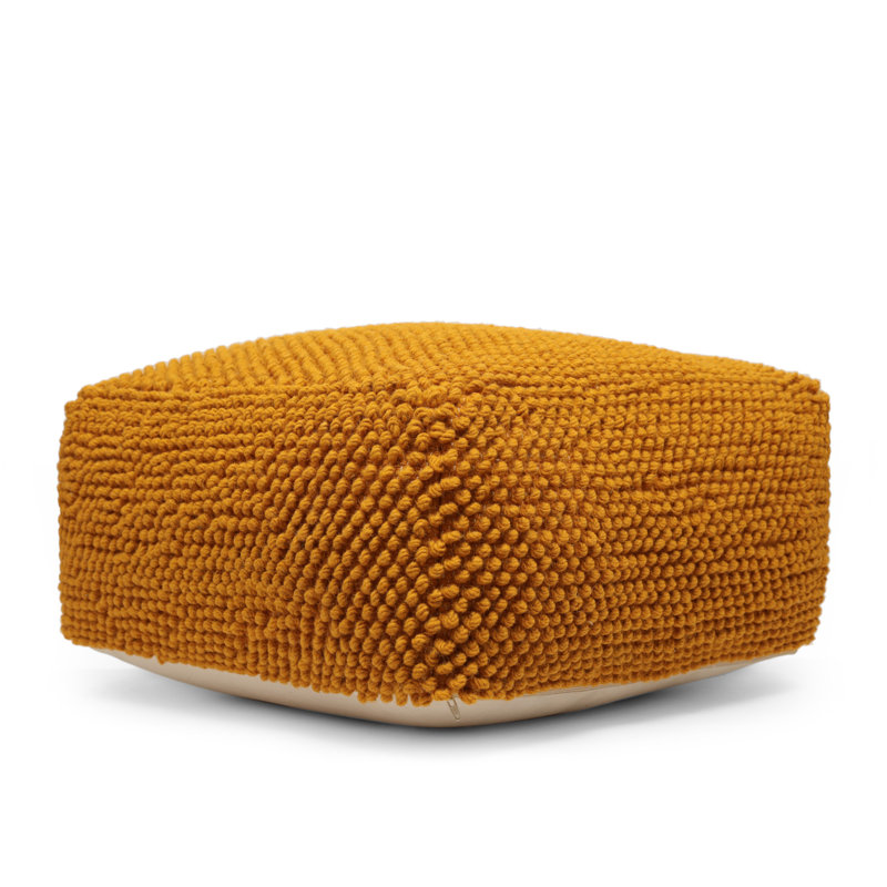 Pouf carré de 24 po de largeur, Laine jaune