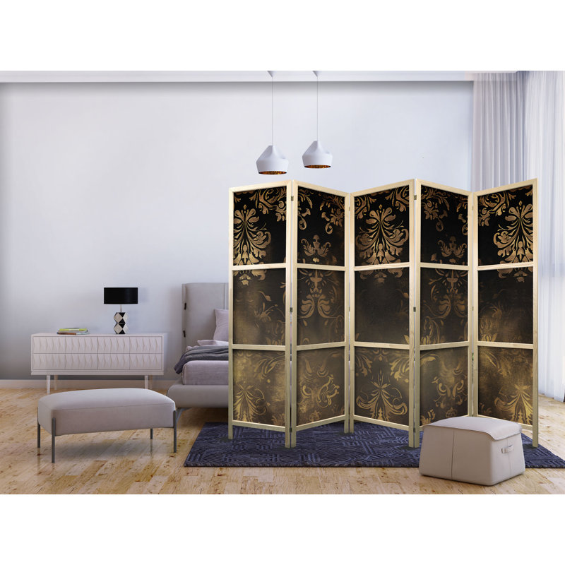 171cm H Solid Wood Folding Room Divider, 171cm H x 225cm W x 1.2cm D, 5