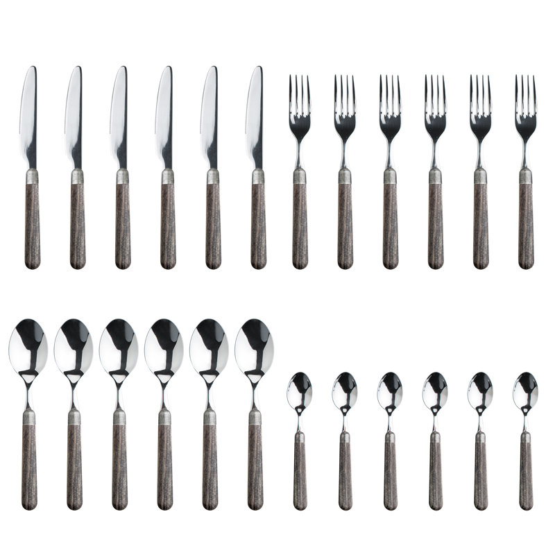 Mccurley 24 Piece 18/10 Stainless Steel Cutlery Set, Service for 6, Brown