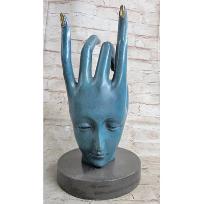 Kaigen Salvador Dali Human Face Hand Made Bronze Sculpture Special Patina Statue Decor