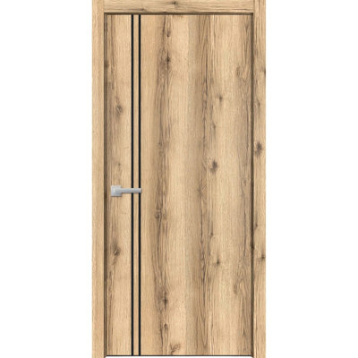 Porte intérieure moderne en bois pré-montée avec quincaillerie Planum 0016, panneau simple en chêne, cadre et moulures, portes robustes pour salle de bain et chambre à coucher - 42 po x 84 po