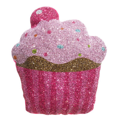 Sparkles Home Luminous Cupcake Throw Pillow | Rhinestones | Velvet Cover | Insert Included Decorative