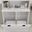 Armoire de salle de bain haute avec armoire à linge inclinable à deux compartiments, panier à linge sale