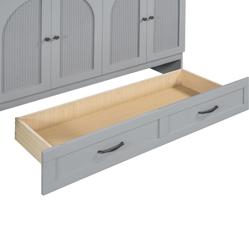 Lit escamotable double avec grands tiroirs de rangement - Lit mural pliable pour petits appartements ou chambres d'amis, Gris