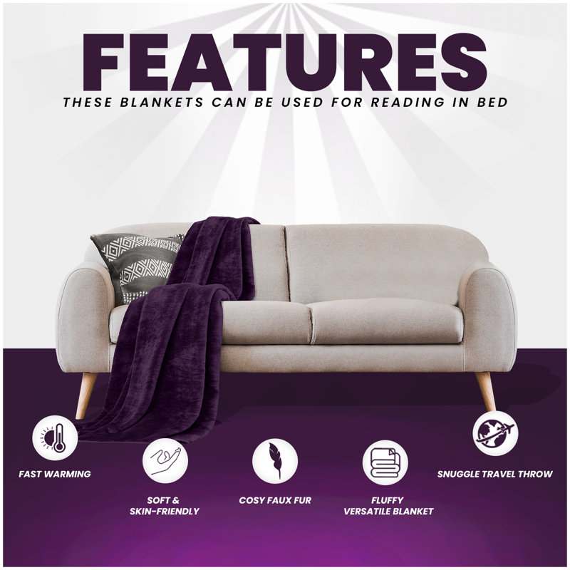 Fleece Throw Blanket Super Soft Warm Cosy Decorative Blanket for Sofa Couch Bed Living Room Bedroom Lightweight Comfort Snuggle