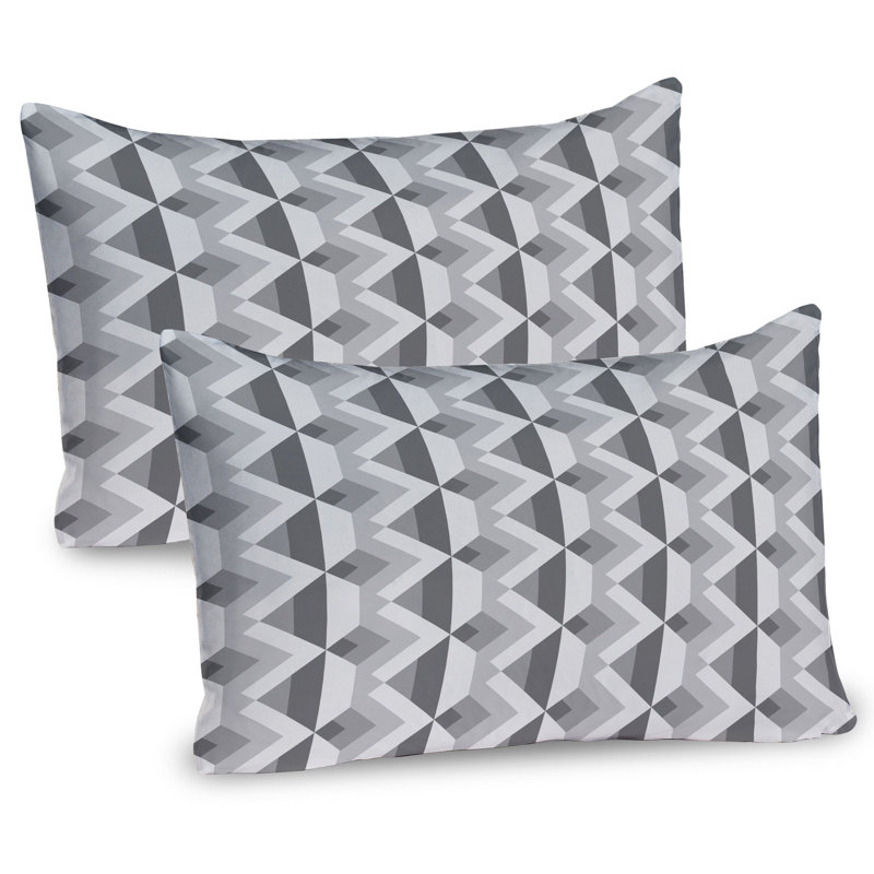Ambesonne Grey Pillow Sham 2 Pack Retro Minimalist Pattern Charcoal Grey, 20"H x 36"W