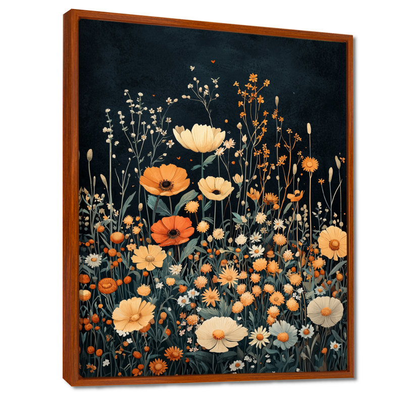 Mullan, fleurs sauvages jaunes, Mid Night Meadow II - fleurs sauvages, art mural, H 40 po x l 30 po, Brun