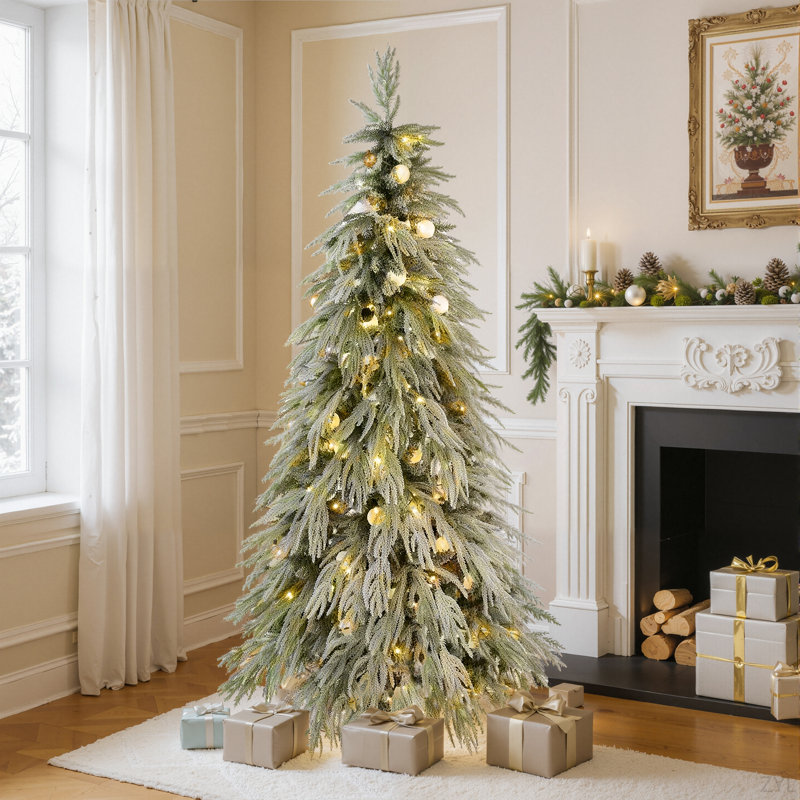 Arbre de Noël enneigé épinette 5 pi, arbre de Noël articulé artificiel avec lumières DEL, H 5 pi
