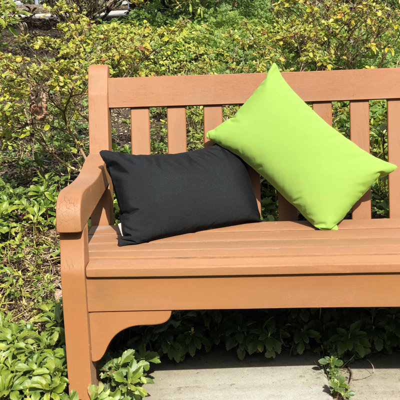 Sunbrella Fabric Solid Color Indoor/Outdoor Patio Garden Polyester Filled Lumbar Throw Pillows, Macaw Green