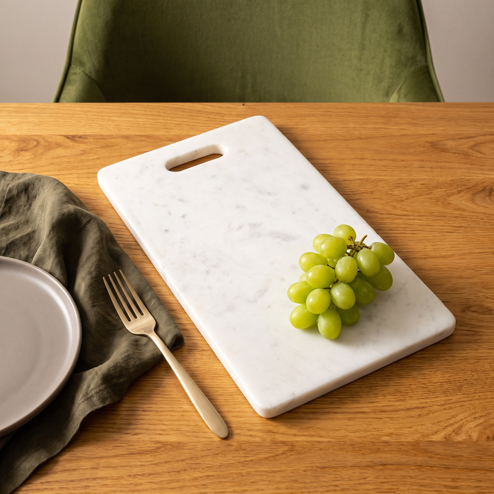 Kita Rectangle Marble Cheese Board, White