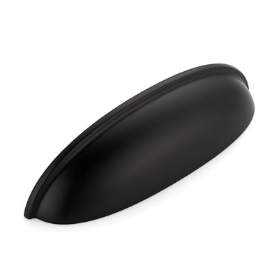 10 Pack 5" Matte Black Cup Drawer Pulls, Kitchen Cabinet Handles, 5 Inch (128 Mm) Hole Center