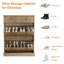 Fluted Shoe Cabinet with 2 Flip Drawers and 1 Drawer, Slim Entryway Shoe Storage Organizer with Adjustable Shelves-1448014128