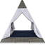 Coussins bleus et lit de jour extérieur gris avec coussins de patio, forme de tente, pieds réglables, capacité de poids de 700 lb